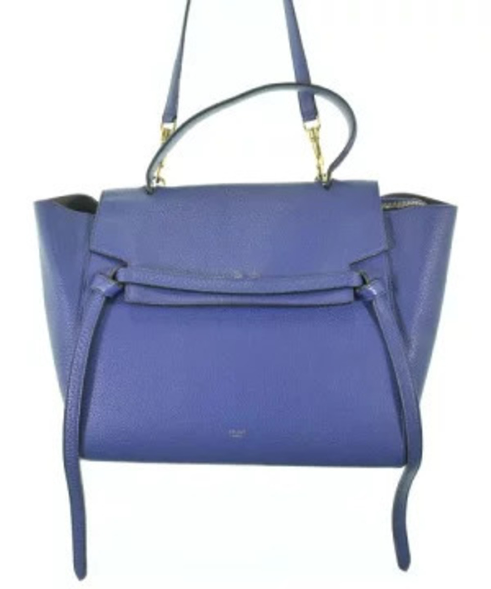 Celine blue leather Belt Bag structured top handle flap knotted leather